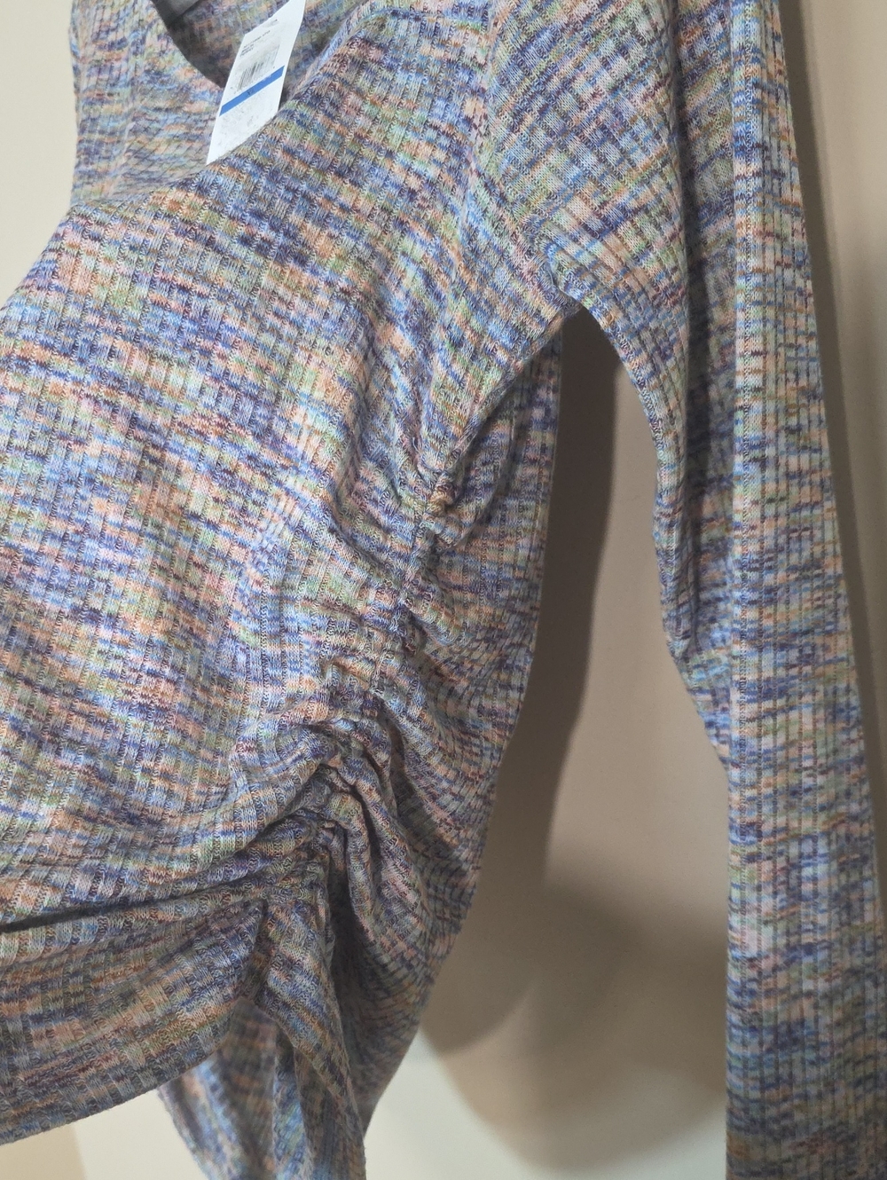 Jessica Simpson NWT Multicolor Ribbed Asymmetrical Neck Long Sleeve Top Size XL - Picture 5 of 6